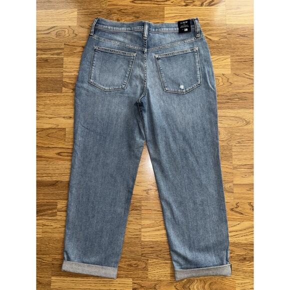 J Crew Relaxed Boyfriend Jeans Women’s Waist Size 28 Distressed Cuffed Stretch - Picture 11 of 16